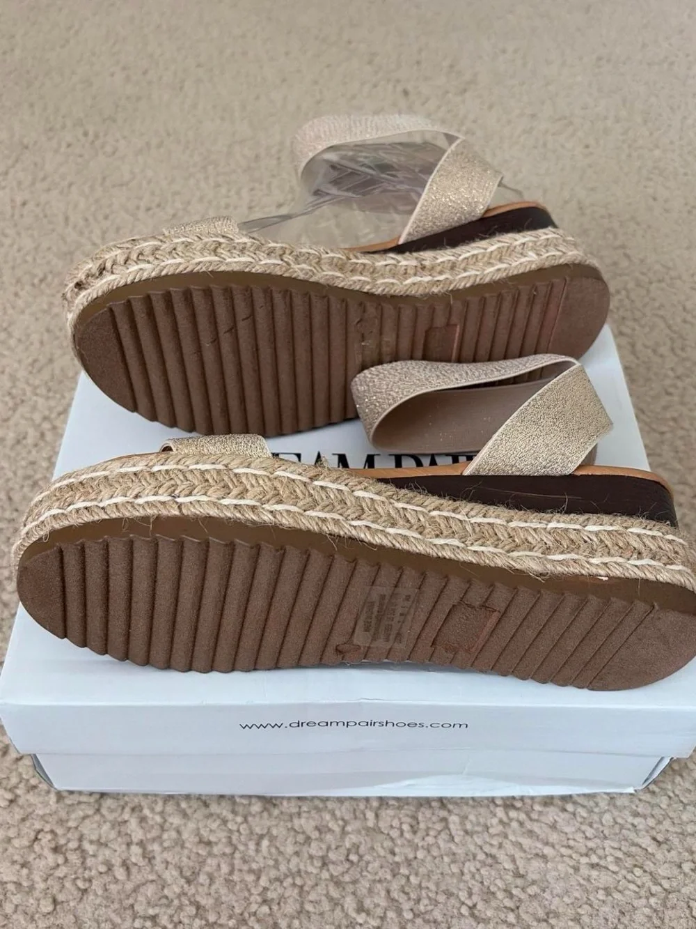 Dream Pairs Metallic Gold Espadrille Ankle-Strap Sandals